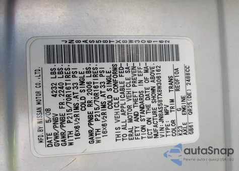 2008 Nissan Rogue S z USA, uszkodzony, nr VIN JN8AS58TX8W306162